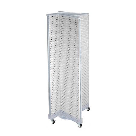 Azar Displays Pinwheel Pegboard Floor Display on Wheeled Base. Panel Size: 16''W x 60''H 700421-WHT